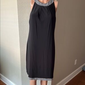 Reversible Black Sleeveless Dress with White Trim